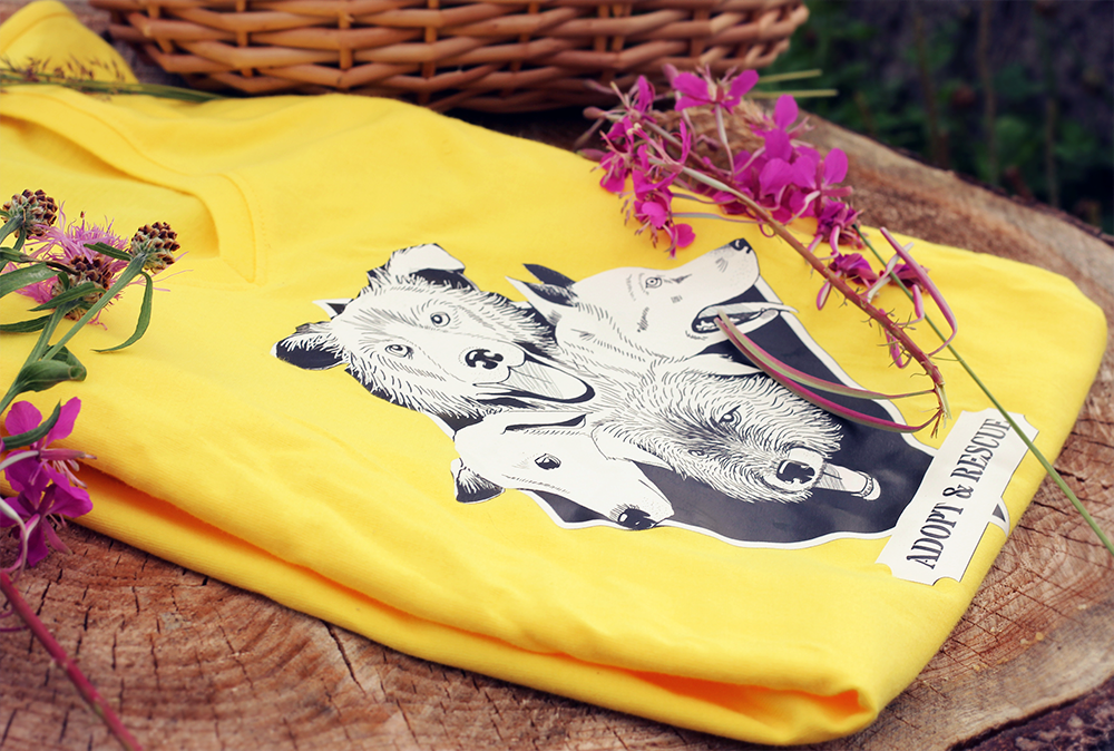Adopt & Rescue T-paita, keltainen ladyfit