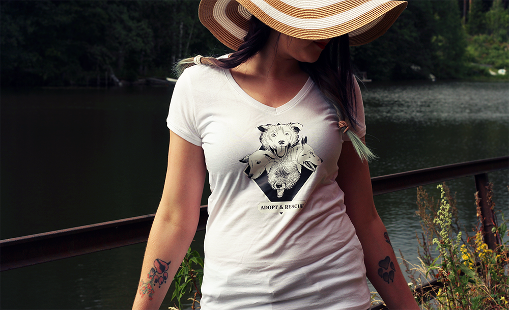 Adopt & Rescue T-paita, valkoinen ladyfit