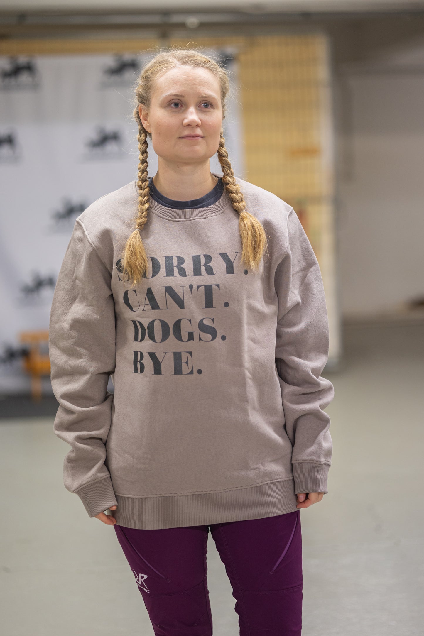 Collegepaita: Sorry. Can’t. Dogs. Bye.,  beige