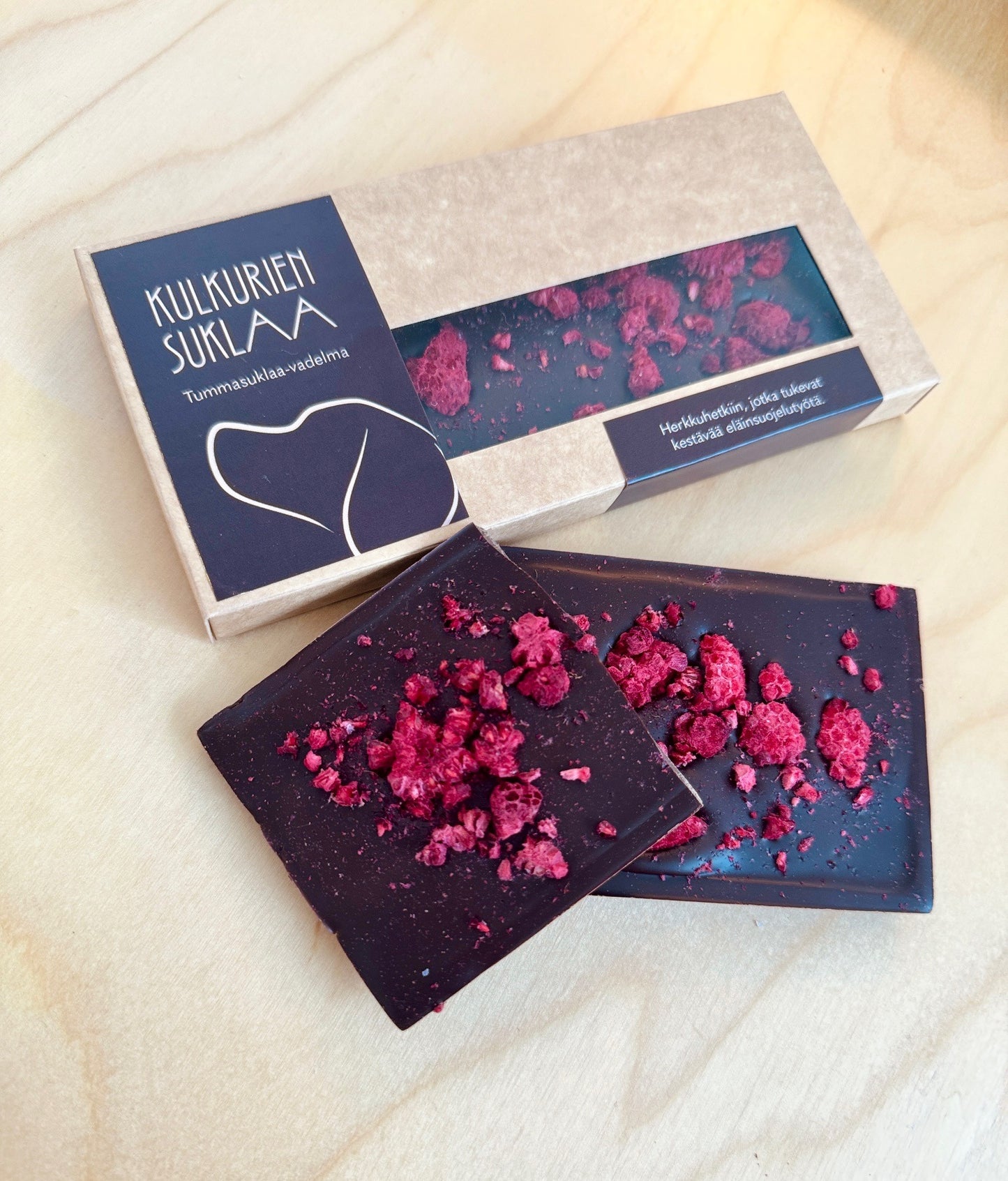 Kulkurien tummasuklaa vadelmilla