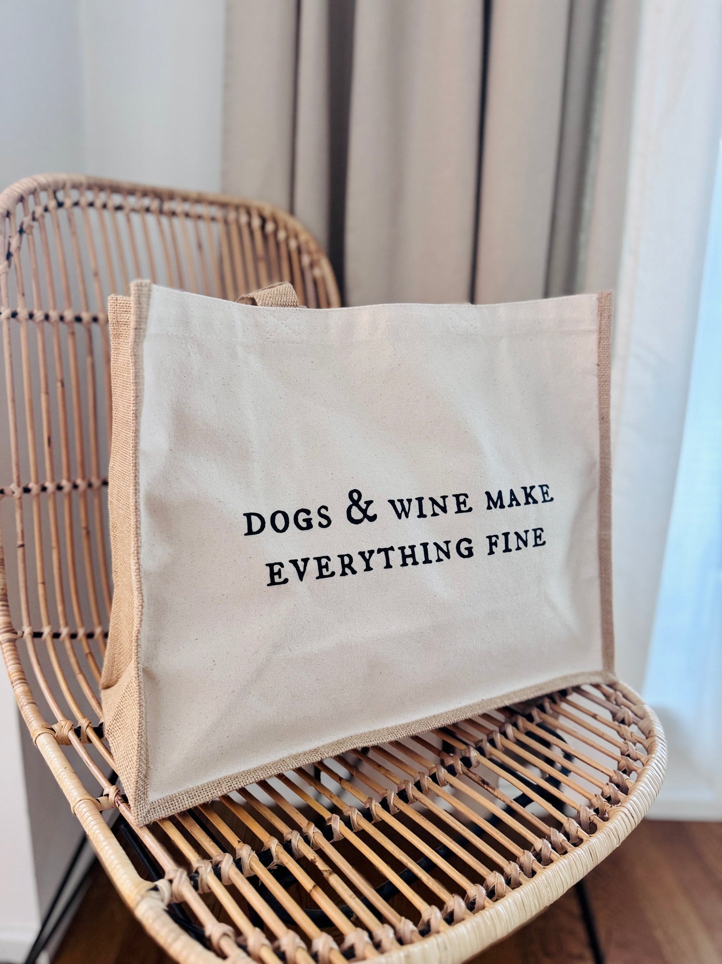 Dogs & wine - juuttikassi, beige