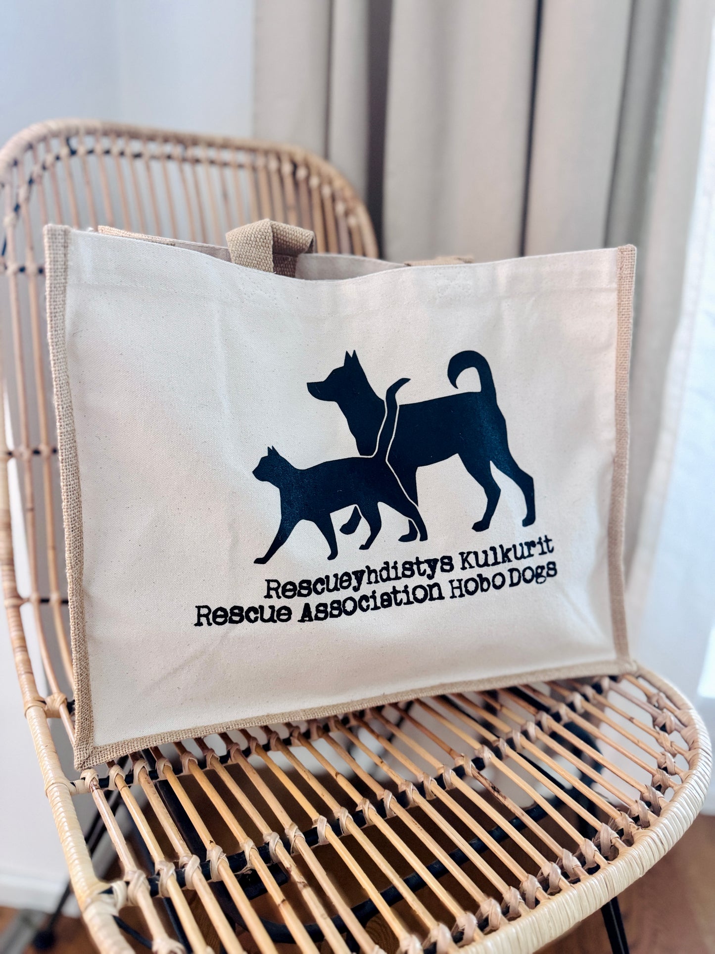 Dogs & wine - juuttikassi, beige