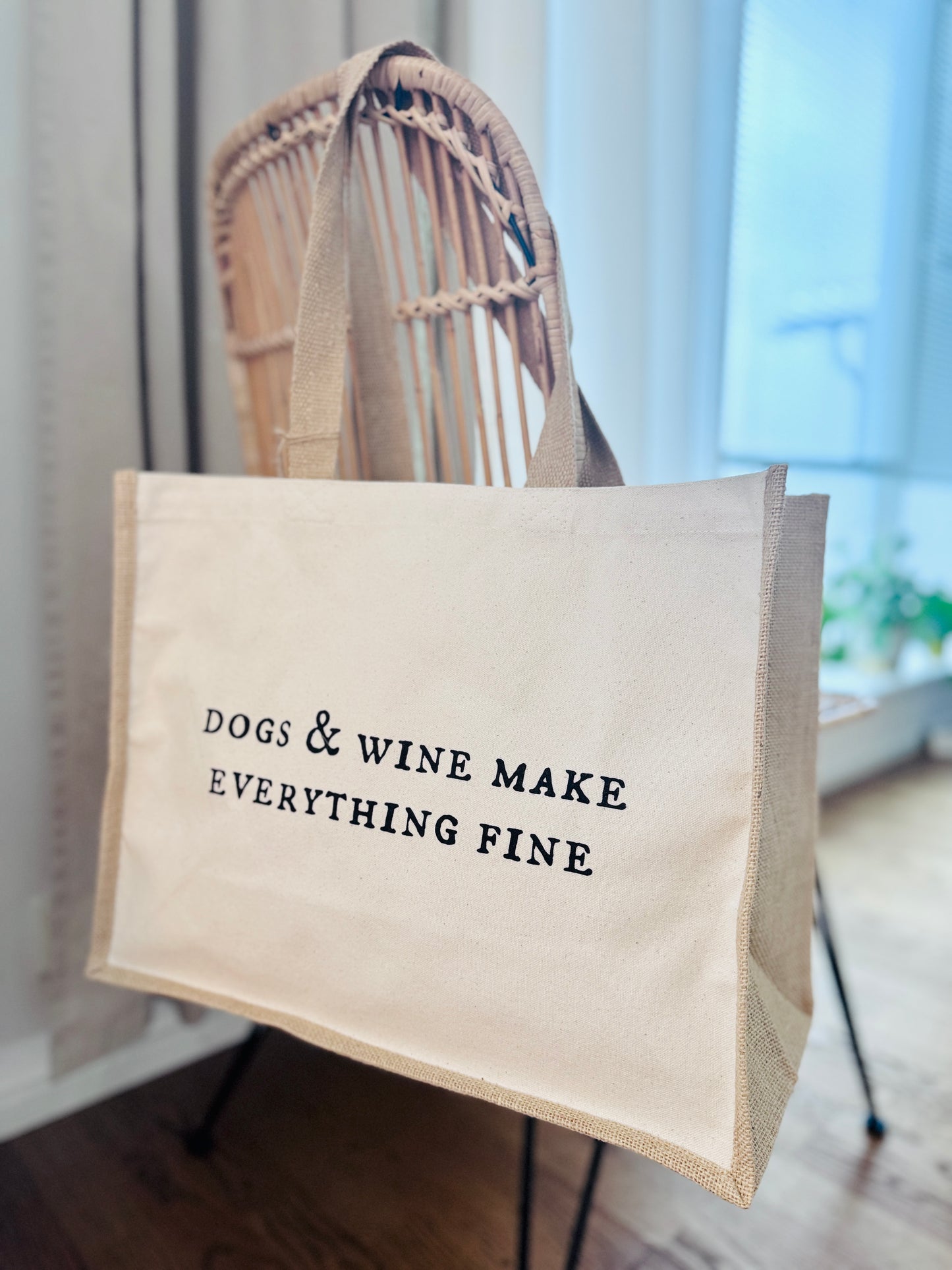 Dogs & wine - juuttikassi, beige