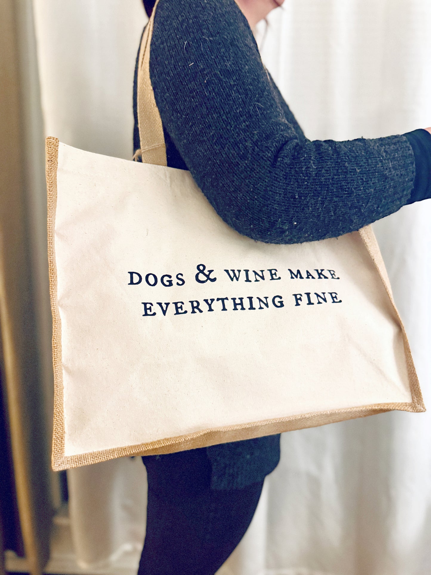 Dogs & wine - juuttikassi, beige