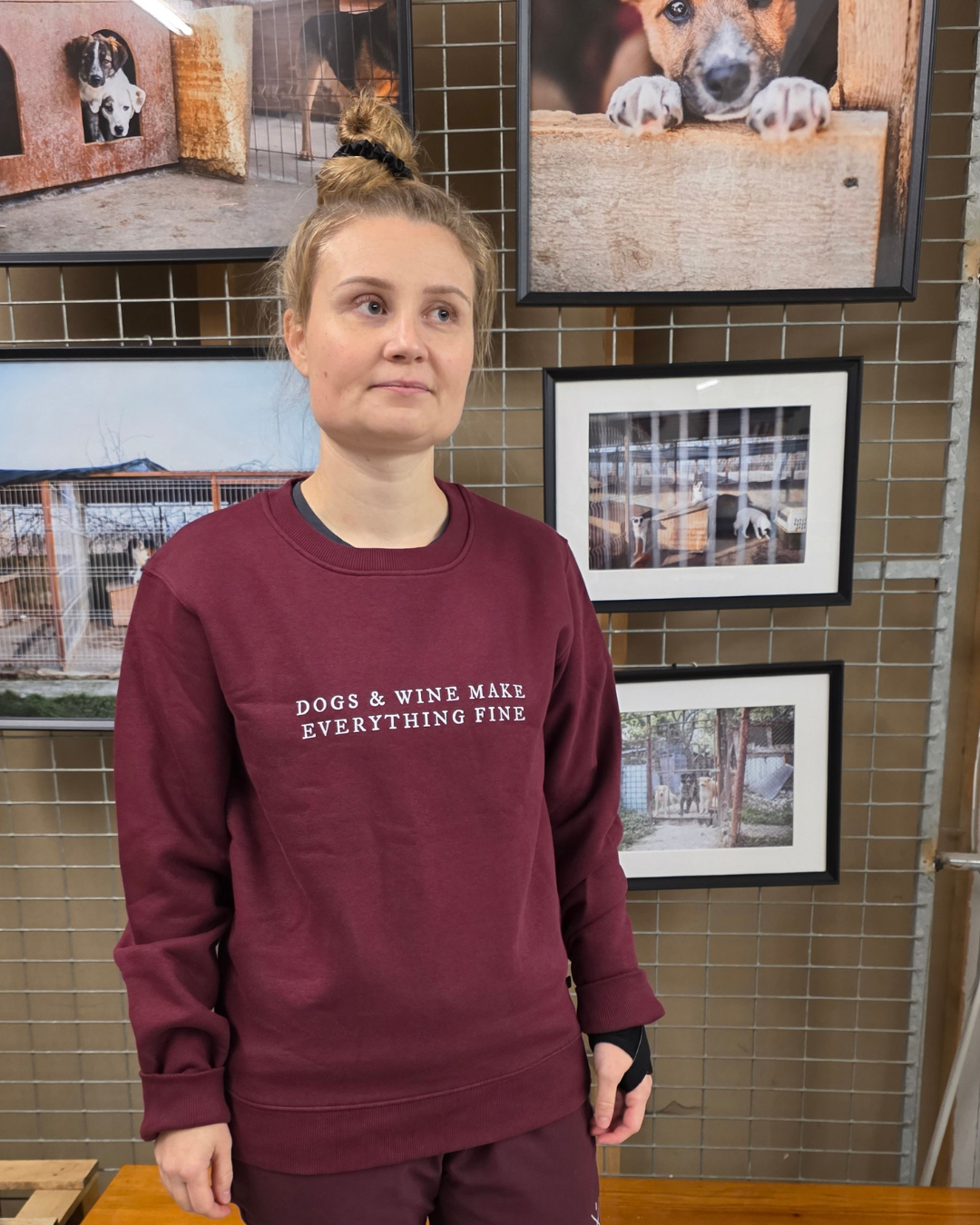 Collegepaita - Dogs & Wine Make Everything Fine, punainen