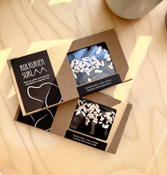 Kulkurien tummasuklaa paahdetuilla manteleilla & appelsiinilla