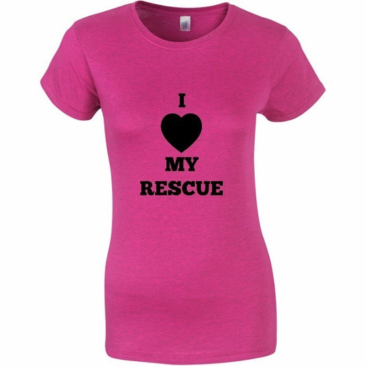 I Love My Rescue T-paita, fuksia ladyfit