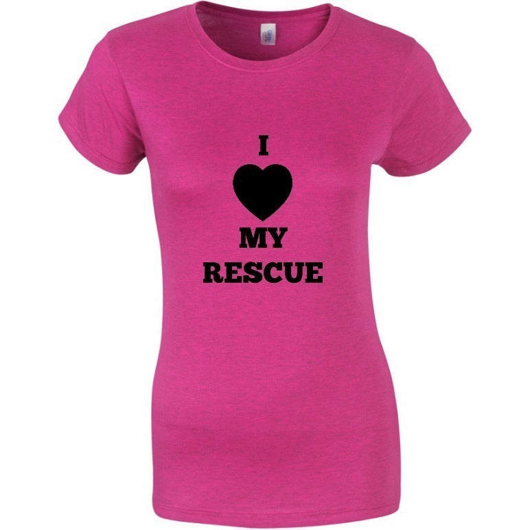 I Love My Rescue T-paita, fuksia ladyfit
